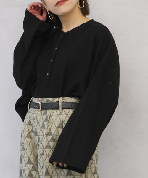 ap retro（アプレトロ）の「フクレジャガードヘンリーネックプルオーバー【ZOZOTOWN限定商品】（Tシャツ/カットソー・レディース・ブラック/ライトカーキ/ライトベージュ・FREE）」の17枚目の写真