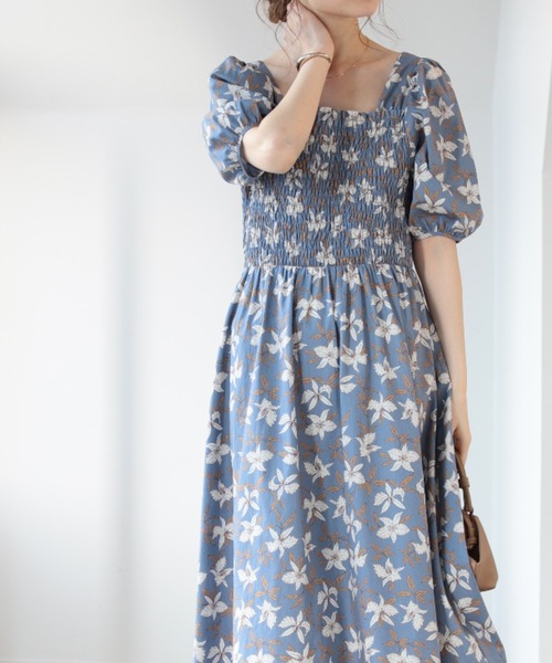 セール B Ming By Beams フラワープリント パフスリーブ ワンピース 21ss ワンピース B Ming By Beams ビーミングバイビームス のファッション通販 Zozotown