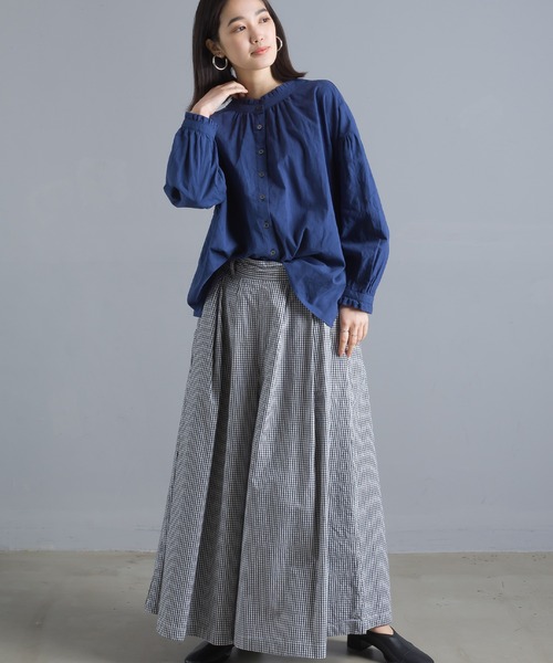 OMNES（オムネス）の「ドットジャガードフリル衿シャツ（シャツ/ブラウス・レディース・ホワイト/ネイビー/イエロー・FREE）」の13枚目の写真