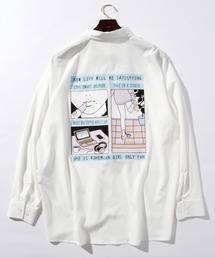 ブロード バッグプリントリーズフィットシャツ