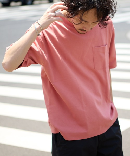 CIAOPANIC TYPY（チャオパニックティピー）の「コットンシルケットポケットTee（Tシャツ/カットソー・メンズ・サックスブルー/ブラウン/ピンク/チャコールグレー/オフホワイト/グリーン/ネイビー/マスタード/サンドベージュ/ブルー・L/S/XL/M/MEDIUM/SMALL/LARGE/X-LARGE）」の10枚目の写真