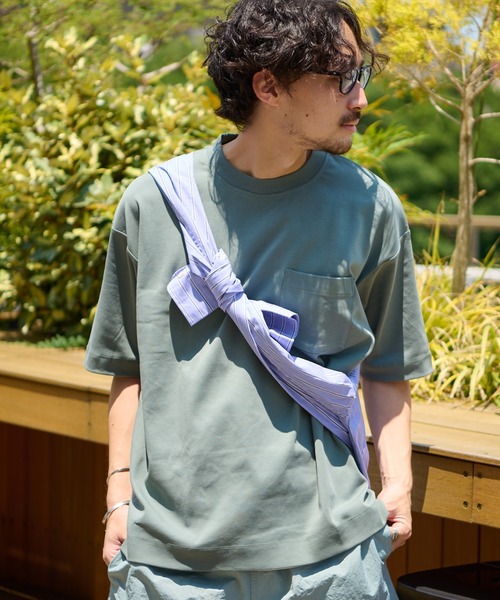 CIAOPANIC TYPY（チャオパニックティピー）の「コットンシルケットポケットTee（Tシャツ/カットソー・メンズ・サックスブルー/ブラウン/ピンク/チャコールグレー/オフホワイト/グリーン/ネイビー/マスタード/サンドベージュ/ブルー・L/S/XL/M/MEDIUM/SMALL/LARGE/X-LARGE）」の5枚目の写真