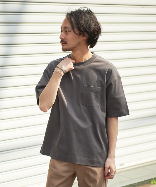 CIAOPANIC TYPY（チャオパニックティピー）の「コットンシルケットポケットTee（Tシャツ/カットソー・メンズ・サックスブルー/ブラウン/ピンク/チャコールグレー/オフホワイト/グリーン/ネイビー/マスタード/サンドベージュ/ブルー・L/S/XL/M/MEDIUM/SMALL/LARGE/X-LARGE）」の15枚目の写真