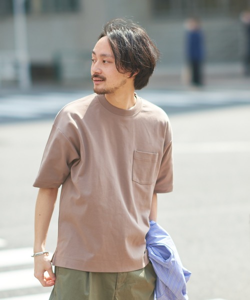 CIAOPANIC TYPY（チャオパニックティピー）の「コットンシルケットポケットTee（Tシャツ/カットソー・メンズ・サックスブルー/ブラウン/ピンク/チャコールグレー/オフホワイト/グリーン/ネイビー/マスタード/サンドベージュ/ブルー・L/S/XL/M/MEDIUM/SMALL/LARGE/X-LARGE）」の17枚目の写真