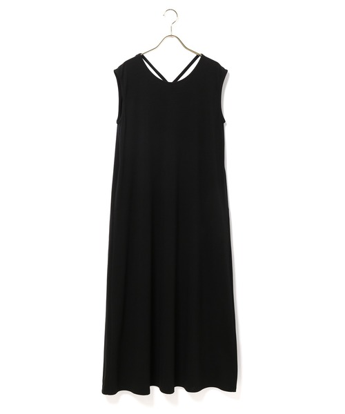 MADEMOISELLE ROPE'(マドモアゼル ロペ)の「バッククロスジャージーロングワンピース(ワンピース・レディース・ブラック/グリーン系その他/ピンク系その他2・38)」の6枚目の写真