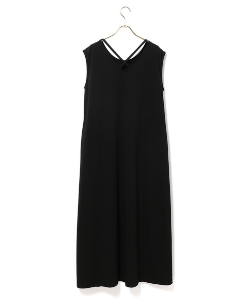 MADEMOISELLE ROPE'(マドモアゼル ロペ)の「バッククロスジャージーロングワンピース(ワンピース・レディース・ブラック/グリーン系その他/ピンク系その他2・38)」の4枚目の写真
