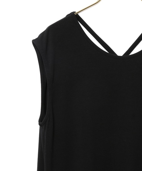 MADEMOISELLE ROPE'(マドモアゼル ロペ)の「バッククロスジャージーロングワンピース(ワンピース・レディース・ブラック/グリーン系その他/ピンク系その他2・38)」の9枚目の写真
