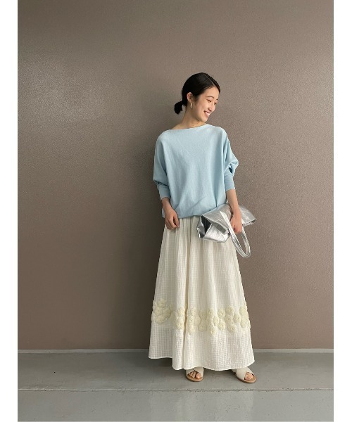 BEARDSLEY（ビアズリー）の「裾刺繍ギャザーパンツ（その他パンツ・レディース・ホワイト/ブラック・FREE）」の5枚目の写真