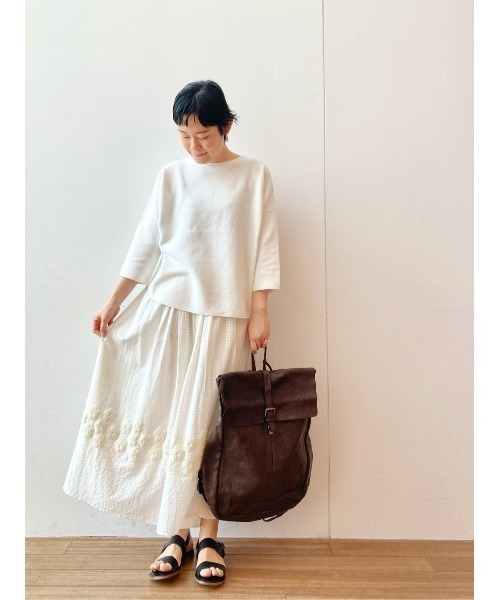 BEARDSLEY（ビアズリー）の「裾刺繍ギャザーパンツ（その他パンツ・レディース・ホワイト/ブラック・FREE）」の6枚目の写真