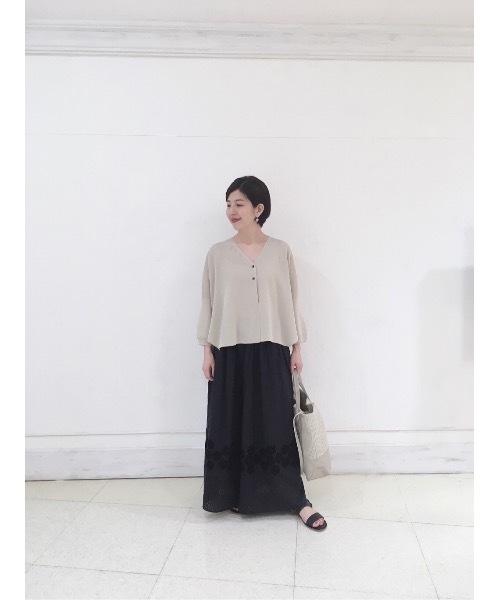 BEARDSLEY（ビアズリー）の「裾刺繍ギャザーパンツ（その他パンツ・レディース・ホワイト/ブラック・FREE）」の21枚目の写真