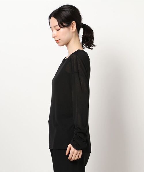 QuON（クオン）の「シアーカットソートップス/ロングスリーブTシャツ 長袖（Tシャツ/カットソー・レディース・ホワイト/ブラック/パープル/ピンク/ライトグリーン・FREE）」の7枚目の写真