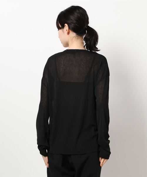 QuON（クオン）の「シアーカットソートップス/ロングスリーブTシャツ 長袖（Tシャツ/カットソー・レディース・ホワイト/ブラック/パープル/ピンク/ライトグリーン・FREE）」の6枚目の写真