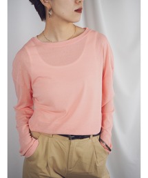 シアーカットソートップス/ロングスリーブTシャツ 長袖
