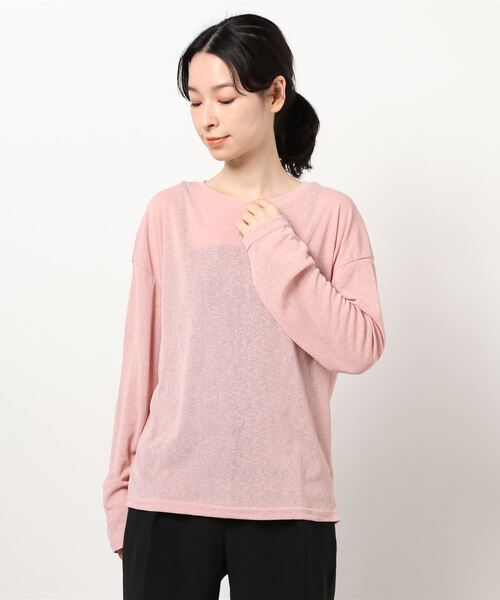 QuON（クオン）の「シアーカットソートップス/ロングスリーブTシャツ 長袖（Tシャツ/カットソー・レディース・ホワイト/ブラック/パープル/ピンク/ライトグリーン・FREE）」の20枚目の写真