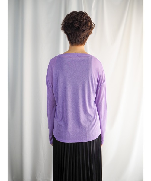 QuON（クオン）の「シアーカットソートップス/ロングスリーブTシャツ 長袖（Tシャツ/カットソー・レディース・ホワイト/ブラック/パープル/ピンク/ライトグリーン・FREE）」の8枚目の写真