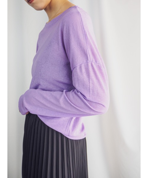 QuON（クオン）の「シアーカットソートップス/ロングスリーブTシャツ 長袖（Tシャツ/カットソー・レディース・ホワイト/ブラック/パープル/ピンク/ライトグリーン・FREE）」の9枚目の写真
