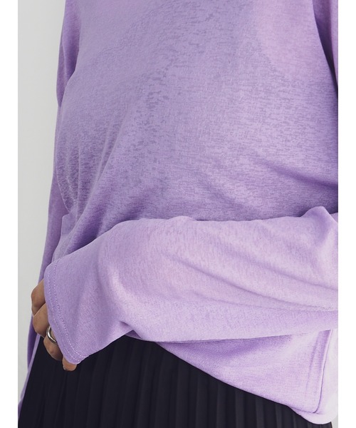 QuON（クオン）の「シアーカットソートップス/ロングスリーブTシャツ 長袖（Tシャツ/カットソー・レディース・ホワイト/ブラック/パープル/ピンク/ライトグリーン・FREE）」の10枚目の写真