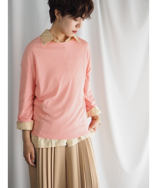 QuON（クオン）の「シアーカットソートップス/ロングスリーブTシャツ 長袖（Tシャツ/カットソー・レディース・ホワイト/ブラック/パープル/ピンク/ライトグリーン・FREE）」の12枚目の写真