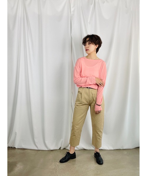 QuON（クオン）の「シアーカットソートップス/ロングスリーブTシャツ 長袖（Tシャツ/カットソー・レディース・ホワイト/ブラック/パープル/ピンク/ライトグリーン・FREE）」の14枚目の写真