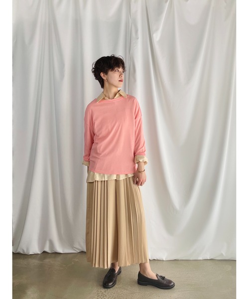QuON（クオン）の「シアーカットソートップス/ロングスリーブTシャツ 長袖（Tシャツ/カットソー・レディース・ホワイト/ブラック/パープル/ピンク/ライトグリーン・FREE）」の15枚目の写真