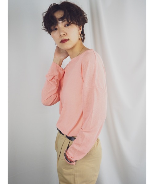 QuON（クオン）の「シアーカットソートップス/ロングスリーブTシャツ 長袖（Tシャツ/カットソー・レディース・ホワイト/ブラック/パープル/ピンク/ライトグリーン・FREE）」の17枚目の写真