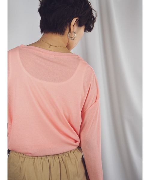 QuON（クオン）の「シアーカットソートップス/ロングスリーブTシャツ 長袖（Tシャツ/カットソー・レディース・ホワイト/ブラック/パープル/ピンク/ライトグリーン・FREE）」の19枚目の写真