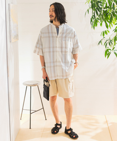 URBAN RESEARCH Sonny Label（アーバンリサーチサニーレーベル）の「ビッグチェックバンドカラーシャツ（シャツ/ブラウス・メンズ・ライトブルー/ベージュ・LARGE/MEDIUM）」の7枚目の写真