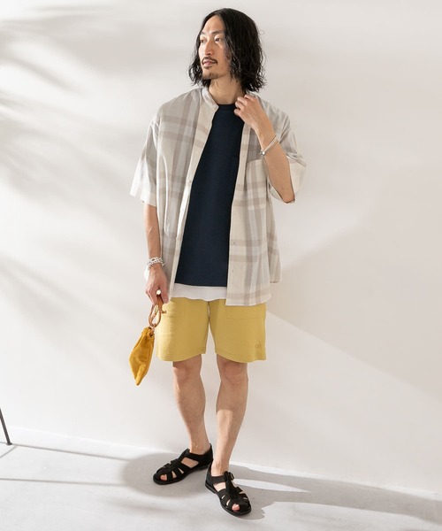 URBAN RESEARCH Sonny Label（アーバンリサーチサニーレーベル）の「ビッグチェックバンドカラーシャツ（シャツ/ブラウス・メンズ・ライトブルー/ベージュ・LARGE/MEDIUM）」の12枚目の写真