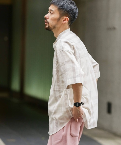 URBAN RESEARCH Sonny Label（アーバンリサーチサニーレーベル）の「ビッグチェックバンドカラーシャツ（シャツ/ブラウス・メンズ・ライトブルー/ベージュ・LARGE/MEDIUM）」の10枚目の写真