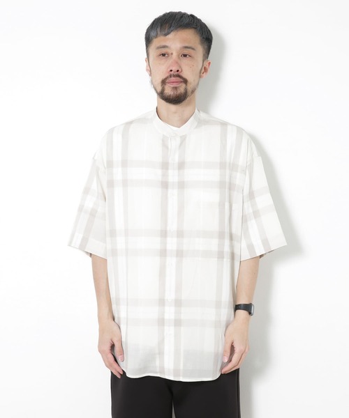 URBAN RESEARCH Sonny Label（アーバンリサーチサニーレーベル）の「ビッグチェックバンドカラーシャツ（シャツ/ブラウス・メンズ・ライトブルー/ベージュ・LARGE/MEDIUM）」の8枚目の写真