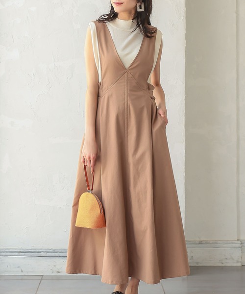 KOBE LETTUCE（コウベレタス）の「サイドベルトVネックジャンパースカート（ジャンパースカート・レディース・カーキ/ブラック/ブラウン系その他・FREE）」の9枚目の写真