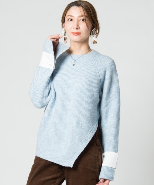 LAYMEE（レイミー）の「Pansy knit / パンジーニット（ニット/セーター・レディース・ライトブルー/ネイビー/ベージュ・FREE）」の2枚目の写真