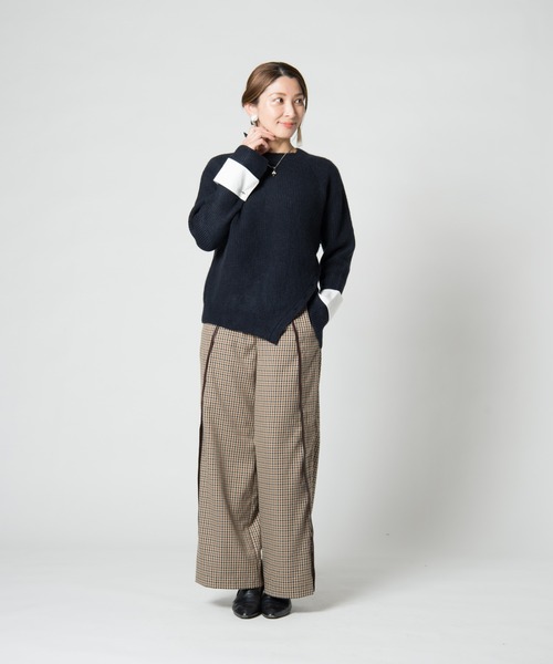 LAYMEE（レイミー）の「Pansy knit / パンジーニット（ニット/セーター・レディース・ライトブルー/ネイビー/ベージュ・FREE）」の16枚目の写真