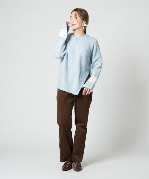 LAYMEE（レイミー）の「Pansy knit / パンジーニット（ニット/セーター・レディース・ライトブルー/ネイビー/ベージュ・FREE）」の19枚目の写真