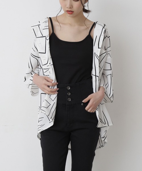 FREE'S MART（フリーズマート）の「◆開襟ビッグシャツ（シャツ/ブラウス・レディース・ブラック/ホワイト系その他/ベージュ系その他・FREE）」の2枚目の写真