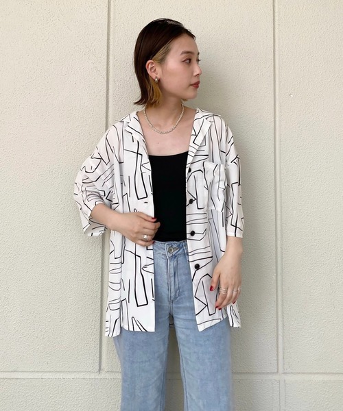 FREE'S MART（フリーズマート）の「◆開襟ビッグシャツ（シャツ/ブラウス・レディース・ブラック/ホワイト系その他/ベージュ系その他・FREE）」の13枚目の写真