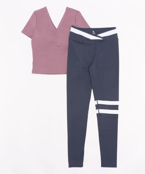 Jasmine Grandiflorum(ジャスミングランディフローラム)の「ヨガウェア/Tシャツ/レギンス セットアップ(スポーツグッズ・レディース・ネイビー系/パープル系その他/ホワイト×ブルー/ブラック・SMALL/MEDIUM/LARGE)」の19枚目の写真