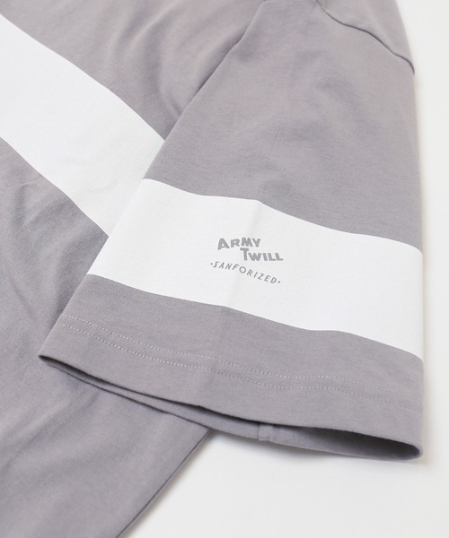 ARMY TWILL(アーミーツイル)の「【ARMY TWILL/アーミーツイル】 PRINT ボーダー Tシャツ(Tシャツ/カットソー・メンズ・ベージュ/グレー/ホワイト/ネイビー・LARGE/MEDIUM)」の3枚目の写真
