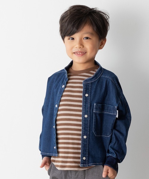 MAKE YOUR DAY(メイクユアデイ)の「無地バンドカラーシャツ■80~140cm(シャツ/ブラウス・キッズ・ベージュ/ネイビー/ブラウン/カーキ・90/100/110/120/80/130/140)」の4枚目の写真