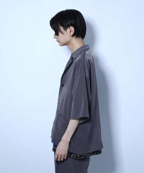 HARE（ハレ）の「ファイユシャツジャケット(HARE)（シャツ/ブラウス・メンズ・ブラック/パープル/グレー・FREE）」の9枚目の写真