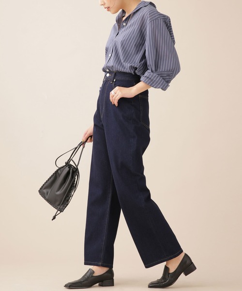 NANO universe（ナノユニバース）の「【WEB限定】ハイウエストルーズデニムパンツ（デニムパンツ・レディース・ホワイト/ネイビー・マルチサイズ）」の12枚目の写真