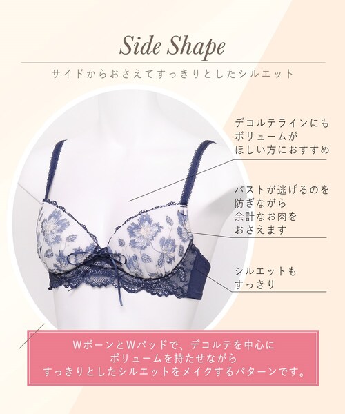 Risa Magli（リサマリ）の「◆オリビア ブラジャー（ブラジャー・レディース・ダークネイビー/アイボリー/ピンク・B75/C65/C75/D65/B65/B70/D75/C70/D70）」の5枚目の写真