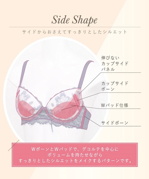 Risa Magli（リサマリ）の「◆オリビア ブラジャー（ブラジャー・レディース・ダークネイビー/アイボリー/ピンク・B75/C65/C75/D65/B65/B70/D75/C70/D70）」の10枚目の写真