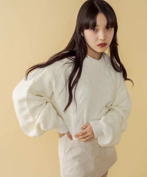 RASVOA(ラスボア)の「2WAYケーブルショートカーディガン(カーディガン/ボレロ・レディース・ブラック/オフホワイト/ブルー/グリーン・FREE)」の20枚目の写真