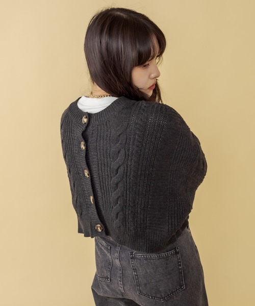 RASVOA(ラスボア)の「2WAYケーブルショートカーディガン(カーディガン/ボレロ・レディース・ブラック/オフホワイト/ブルー/グリーン・FREE)」の14枚目の写真