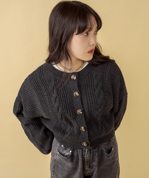 RASVOA(ラスボア)の「2WAYケーブルショートカーディガン(カーディガン/ボレロ・レディース・ブラック/オフホワイト/ブルー/グリーン・FREE)」の9枚目の写真