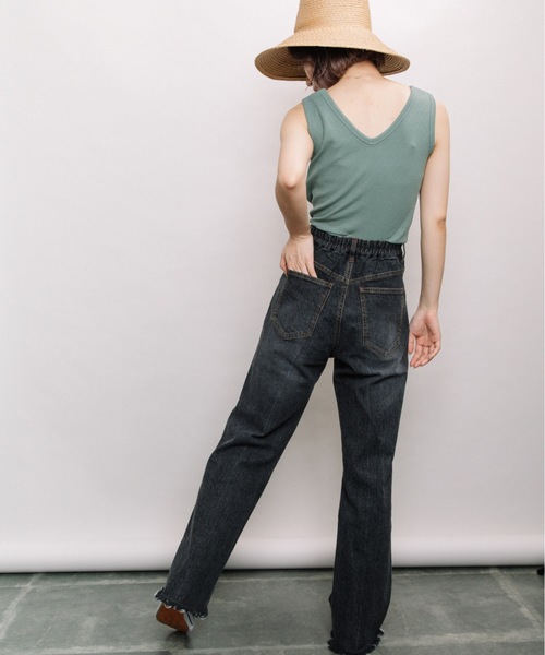 refinedworks（リファインドワークス）の「ストレッチセミフレアデニムパンツ（デニムパンツ・レディース・ブラック/インディゴブルー・FREE）」の22枚目の写真