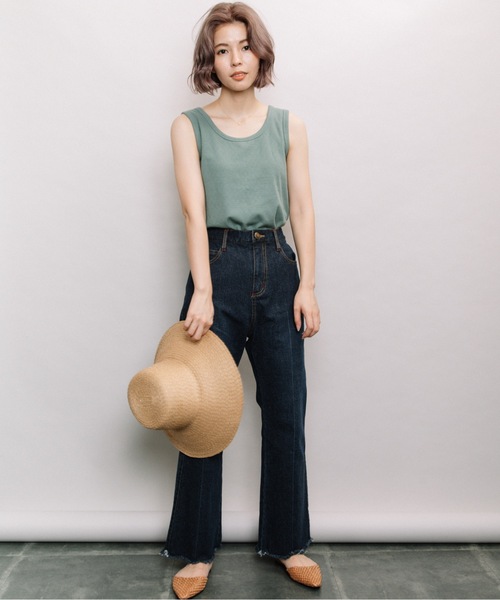 refinedworks（リファインドワークス）の「ストレッチセミフレアデニムパンツ（デニムパンツ・レディース・ブラック/インディゴブルー・FREE）」の12枚目の写真