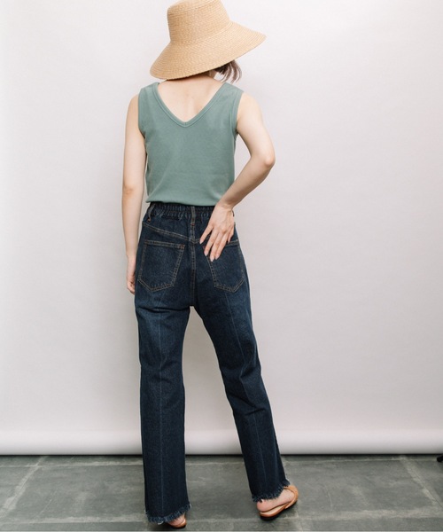 refinedworks（リファインドワークス）の「ストレッチセミフレアデニムパンツ（デニムパンツ・レディース・ブラック/インディゴブルー・FREE）」の8枚目の写真