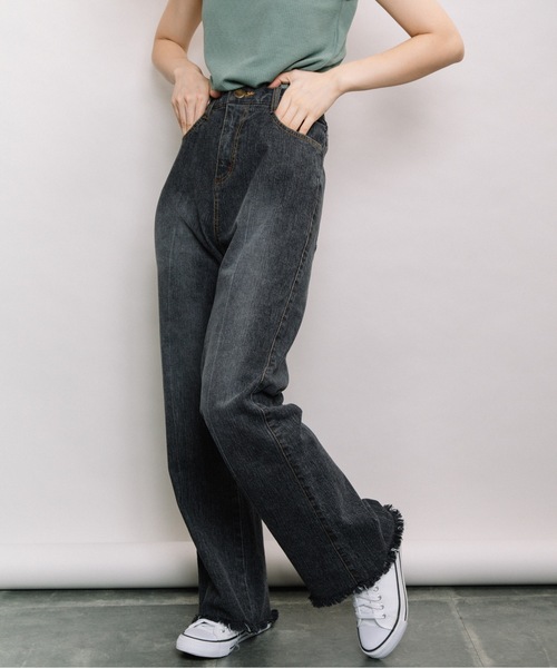 refinedworks（リファインドワークス）の「ストレッチセミフレアデニムパンツ（デニムパンツ・レディース・ブラック/インディゴブルー・FREE）」の18枚目の写真